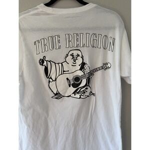 True Religion Cross Arch T-Shirt Size Small White 100% Cotton